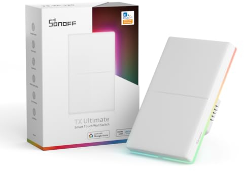 SONOFF T5-2C-120 Interruttore a parete Smart Touch WIFI, telecomando eWeLink, tocco multisensoriale, Smart LED RGB, scocca sostituibile, compatibile con Alexa, Google Home