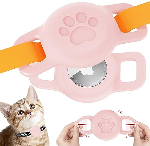 Airtag-Katzenhalsbandhalter, IPX8 wasserdicht, Airtag-Halter für Katzenhalsband, kleine Hunde-Airtag-Halterung für Apple AirTag, Silikon-Hundehalsbänder für Hunde und Katzen, Halterung für AirTags