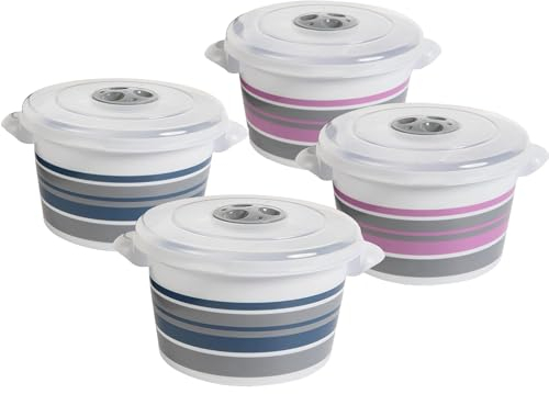 2friends Mikrowellengeschirr mit Deckel, Mikrowellen Geschirr 4er Set, Mikrowellenschüsseln Dampfregelventil und Griff, 4 x 1,5l Mikrowellentopf aus lebensmittelechtem Kunststoff