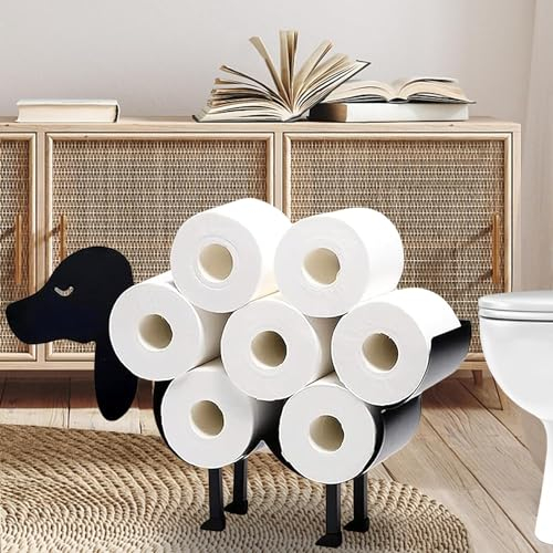 Toilettenpapierhalter Schwarz Metall Schaf/Hund,Klopapier Aufbewahrung Klopapierhalter Schwarz,Wandmontage Freistehend Schaf Toilettenrollenhalter Wandmontage Schafform Dekoration
