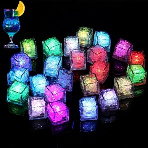 12 Pack Light Up Ice Cubes, Light Up Bath Toys,Multi Color Led Ice Cubes for Drinks with Changing Lights, IP67 Waterproof Reusable Bath Lights for Kids,Ice Cube for Club Bath Bar Party Wedding Decor