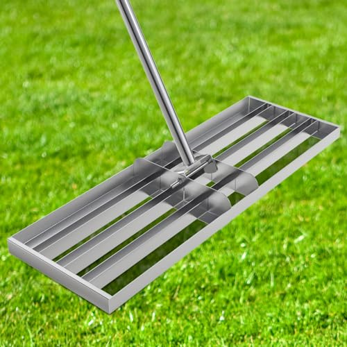 BBQ-PLUS 48 Lawn Leveling Rake, Lawn Leveler Tool with 52-78 Adjustable Telescopic Handle, Effort-Saving Level Rake for Dirt, Soil, Grass, Golf Course, Farm & Garden, Heavy-Duty Stainless Steel