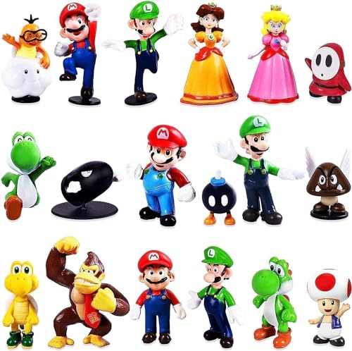 18pcs Mario T-oys, 2-5cm, Mario Action F-igures, Mario Cake Toppers, Party Decoration, CupCake Topper, Cake Decoartions, Mario Birthday Decoration, Party Supplies
