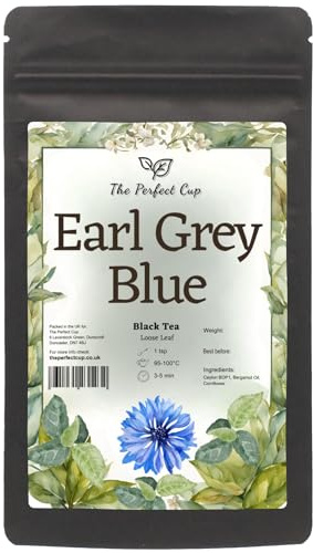 Earl Grey Blue Loose Leaf Black Tea with Bergamot & Cornflower, 100g | Ceylon leaves with bergamot oil and blue cornflower petals create a rich citrus-floral cup, packed in a dark resealable pouch