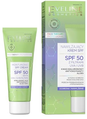 Eveline Cosmetics Face Therapy Professional Crema hidratante SPF 50 - Protección solar avanzada, hidratación y antiedad