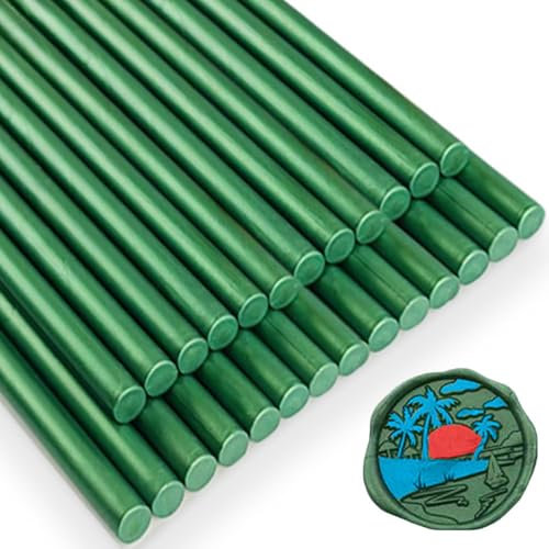 Wachs-Siegel-Sticks, Ioggtser 26 Stück Klebepistole Wachs-Siegel-Sticks für Wachs-Siegel-Stempel, Siegel-Wachs-Sticks für die Herstellung exquisiter Wachs-Siegel (Pine Green)