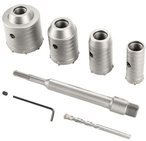 Suoumwa Kit de Perforadora para Hormigón, Brocas Perforadoras de 30, 40, 50 y 65 mm para Taladros Percutores SDS Plus, Juego de Perforadora Circular para Ladrillos