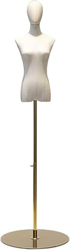 SUNMME Schneiderpuppe, weibliche Büste, Torso, Modell, Schaufensterpuppe, Körper, 145 215 cm, höhenverstellbar, Fenster, Gold, 2 Medium
