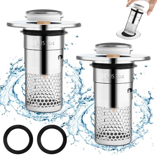 UZSUZZ Tappo Lavandino Bagno Tappo Lavandino Bagno Con Filtro Tappo Bidet Universale Pop Up Tappo Di Scarico Universale Di Alta Qualità Per Lavabo Vasca Da Bagno, Cucina (Foro Di Scarico 32-40mm)