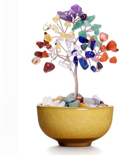 AmiCera Crystal Tree Chakra Gifts Healing Crystals Tree of Life, Ornament for Living Room, Feng Shui Money Tree, Crystal Spiritual Gifts for Women, Office Bedroom Decor, Easter Gift Good Luck