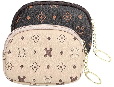KASESSS Portemonnaie Damen Klein - Kosmetiktasche mit Schlüsselbund für Münzen, Lippenstift und Schlüssel (2 Stück)