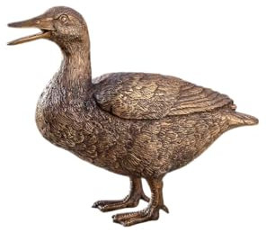 Generisch Bronze-Skulptur Ente | braun | stehend | 28x10x20cm | Tierfigur aus Bronze handgefertigt