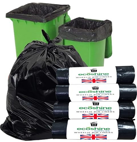 Black Wheelie Bin Liners Refuse Sacks Heavy Duty Leak Resistant Rubbish Sacks Strong Bin Bags Waste Recycling for Outside and Garden Bin Strong Garbage Bags for Rubbish On a Roll XXL (30)