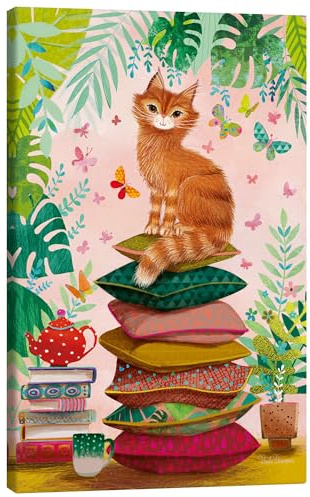 Cat Queen Canvastavla av Mila Marquis 40 x 60 cm Puderrosa Tavlor Väggdekoration