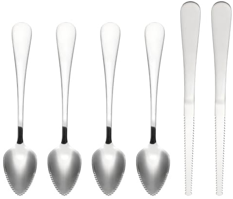 PATIKIL 4PCS Grapefruit-Spoons with Serrated Edge, Grapefruit-Spoons Serrated, Silver, 2 Set
