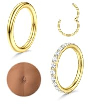 Diamday 2 Pièces Piercing Nombril Acier Chirurgical Piercing Nombril Anneau