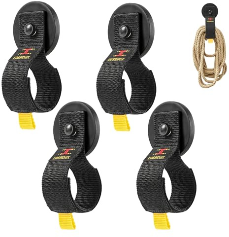 EDSRDUX 4-Pack Heavy Duty Magnetic Hook Straps for Cord & Hose Storage | 4-pack heavy-duty magnetic straps with anti-scratch rubber base. Adjustable nylon ties for no-drill cord & hose storage.