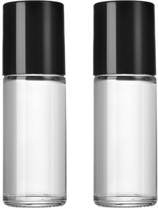 UEKPDM Roller Bottles, 2 Pack 30ml Clear Glass, Refillable | Smooth Roller Ball, Screw-Top Leak-Proof Cap, Compact for Travel, for Essential Oils, Perfumes & Aromatherapy Blends
