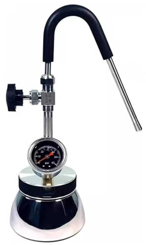 Generico Schiumalatte Commerciale, Macchina for Schiumare Acqua Bollente A Vapore for Esterni, Schiumalatte Portatile, Bollitore in Acciaio Inossidabile, con Ugello A 3 Fori, Manometro dell'Aria