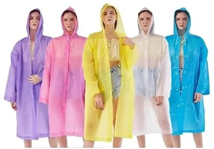 Boolavard 5PCS Poncho Rain Coats for Adults - Reusable Rain Jackets for Men & Women