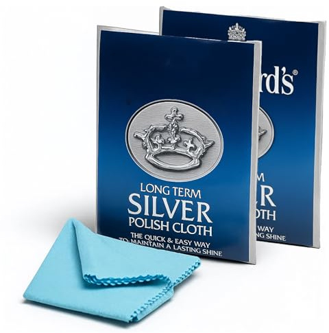 Goddard's Silver Polish Cloth 2 Pack - Cotton Polishing Cloth for Cleaning Silver Jewelry, Gold, Dinnerware, Silverware, Antiques to Maintain their Shine, Protect & Clean
