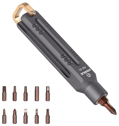 FANAUE EDC Precision Screwdriver Set, Magnetic Mini Screw Driver with 10 S2 Steel Bits & Portable Aluminum Handle, Compact Multi-Bit Pocket Tool for Electronics, Household Fixes, and DIY Projects