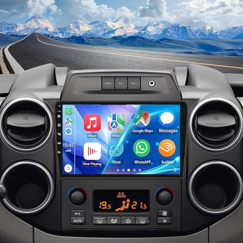 4G+64G Android Car Stereo for Peugeot Partner 2008-2019 with Wireless Carplay Android Auto, 10.1 Inch Touchscreen 2 Din Car Radio Receiver Head Unit Support Bluetooth GPS FM BT SWC Backup Camera Mic