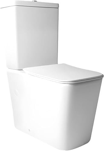 EL BAÑO MODERNO Inodoro De Cerámica, Wc Compacto Sistema Rimless Atibacterias, Tapa Dura Extrafina Amortiguada, Salida Dual