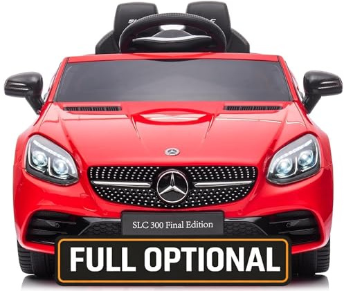 Mercedes SLC 300 Final Edition 12V Auto Elettrica per Bambini con Licenza Ufficiale, Telecomando Parentale 2.4G, Doppio Motore, Soft Start, Luci LED, Porte Apribili, USB MP3, 30 kg (Rosso)