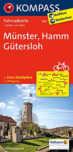 KOMPASS Fahrradkarte 3051 Münster, Hamm, Gütersloh 1:70.000: Fahrradkarte. GPS-genau