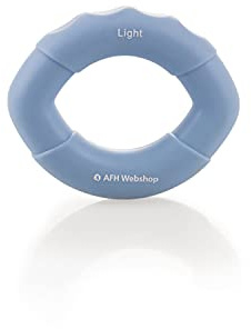 AFH Webshop Silikon Handtrainer und Fingertrainer | EasyFlex Premium Qualität | ergonomischer Fingertrainer Ring | Greifkraft Griffkraft Trainer (Länge: 8 cm, hellblau | leicht)