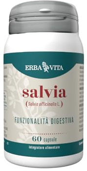 ERBA VITA Integratore Alimentare di Salvia - 60 Capsule - Aiuta la digestione e l'eliminazione dei gas Utile in menopausa