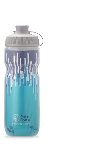 Polar Bottle - Zipper - 20oz Muck, Slate Blue & Turquoise - Insulated Water Bottle - Ideal for Your Mountain Bike Adventure - Keeps Water Cooler Longer, Fits Most Bike Bottle Cages