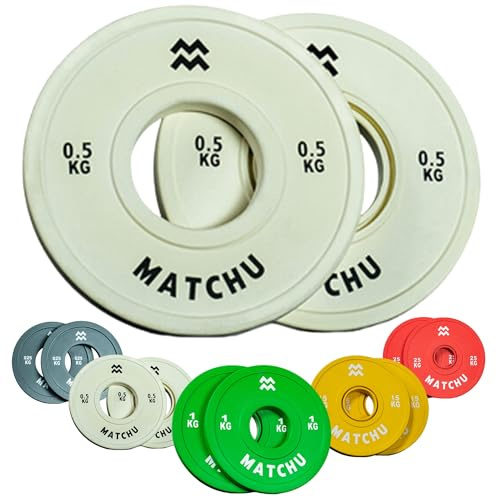 MATCHU - Fractional Plates - Mini Hantelscheiben - 0,25/0,5/1/1,5/2,5 KG - Satz mit 2 Stück - Stahl mit Gummiaußenschicht - Durchmesser 50mm