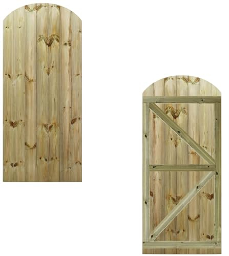Made to Measure 6ft Wooden Garden Gate, Custom T&G Fully Framed Arch Top Treated Timber Door for Outdoor Pathway Home Access, MAX 180cm High x MAX 75cm Wide