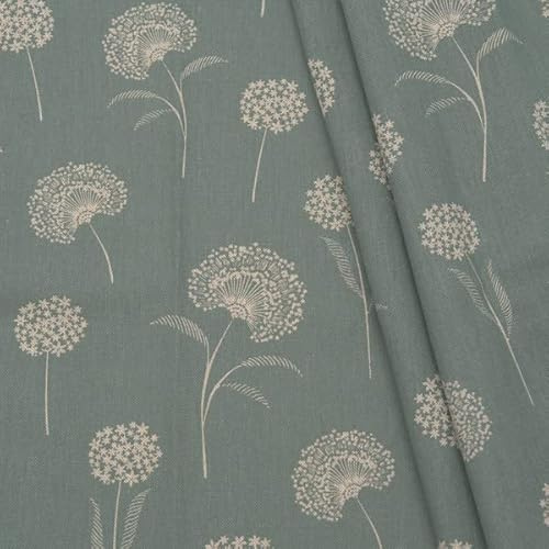 STOFFKONTOR Dekostoff bedruckt Halbpanama Leinen Optik Pusteblumen - Öko-Tex Standard 100 - Meterware, Farbe Salbei-Grün - zum Nähen von Tischwäsche, Kissen, Vorhängen, Dekoartikeln uvm.