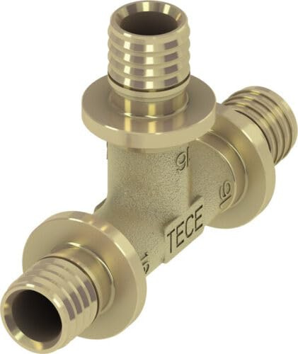 Tece 16/20/25/32 DVGW Messing Wandscheibe Winkel Kupplung T-Stuck (T-Stück Standard Messing, 25x25x25 (Nr.760025))