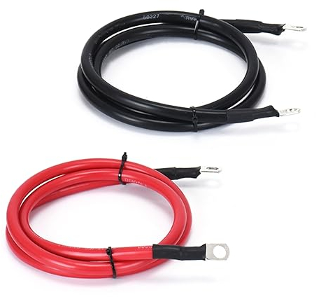 4 AWG Battery Cable 4FT 4 Gauge Pure Copper Battery Inverter Cables with 3/8 in Lugs Both Ends Power Inverter Wire Set for Automotive Solar Power Inverter Marine Boat RV Car Motorcycle (4 FT)