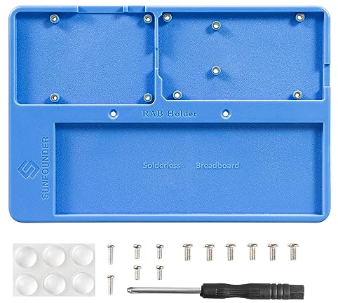 SunFounder RAB Holder for Raspberry Pi Breadboard Holder 5 in 1 Base Plate Compatible with Arduino Uno R4 Minima/WiFi/Uno/Mega, Raspberry Pi 5 4B 3B+ 3B 2 Model B and 400 800 Points Breadboard
