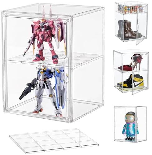 Vitrine en transparent - Vitrine pour Collection, Boîte de Présentation Transparent pour Figurines d'action, Funko Pop, Mini Figurines, Objets de Collection, DIY Protection anti-poussière (40x30x25cm)