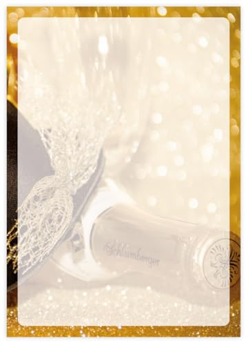 Briefpapier Silvester DIN A4 - Papier Sylvester-Party - 20 Blatt - Motiv Nr. 050 | 100g/m²