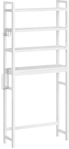 SONGMICS Toilettenregal, Badezimmerregal, 4-stöckiges Badregal, verstellbare Ablagen, platzsparend, geeignet für die meisten Toiletten, wolkenweiß BTS041W01