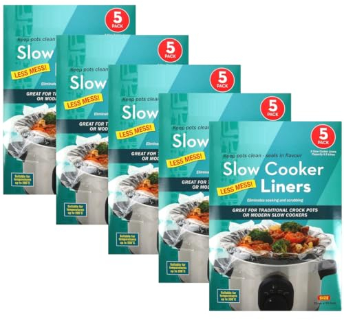 LND Gifts Slow Cooker Liners, Pack of 25 Universal Size Slow Cooker Bags, Suitable for 6.5 Ltr Round and Oval Slow Cookers 33cm x 53.3cm bags for slow cooker liner