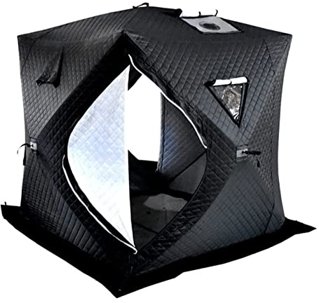 3-lagiges Winter-Angelzelt aus Baumwolle – langlebig & warm Outdoor Camping Eisangeln Shelter Zelt | Kaminloch Ofenmündung | 2 Türen | Ideal für Winterangeln & Camping-Expeditionen
