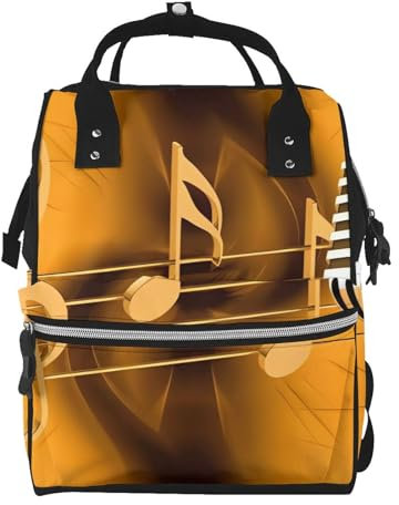 OrcoW Mikrofon Mit Musik Noten Drucken Windel Tasche Mumie Rucksack Große Kapazität Multifunktions Wasserdichte Windel Tasche Für Mama Und Papa, Schwarz , One size