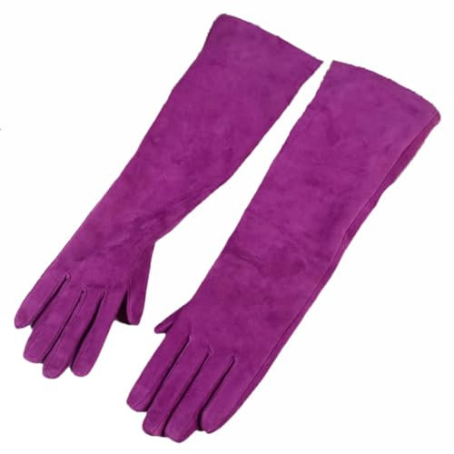 Lange Handschuhe für Damen, Wildleder, Winter, Party, Abendhandschuhe, lange Handschuhe, fuchsia, M 60CM