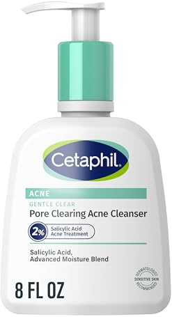 Cetaphil Gentle Clear Pore Clearing Acne Cleanser, Foaming Gel Cleanser for Sensitive, Acne-Prone Skin, 8 Fl Oz Pump Bottle, 2% Salicylic Acid, Gently Exfoliates, Dermatologist Recommended Brand