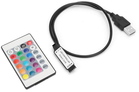 Fernbedienung 5V 24-Tasten-RGB-LED-Lichtleiste, Kabellose Fernbedienung, USB 6A, Lampeneffekt-IR-Controller (Leitungslänge 0,5 Meter)