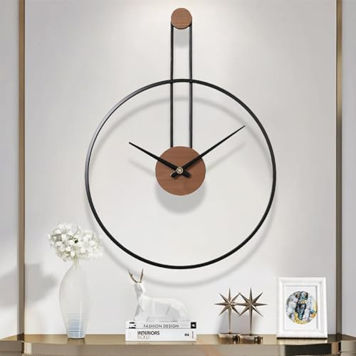 GANDDOBE Große dekorative Wanduhr für das Wohnzimmer, Metall & Walnuss Zifferblatt Home Decor Silent Non Ticking Lightweight Uhren für Schlafzimmer, Bauernhaus, Büro Dekorationen, 60cm, Schwarz