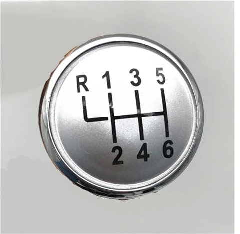SOHINI Pomo Palanca Cambio para Golf 4 para Jetta MK3 MK4 para GTI MK4 Bora Lupo Polo Seat Ibiza Caddy Perilla Palanca Cambios Número Velocidad Emblema Tapa Cubierta Palanca Cambios(Silver 6 Speed)